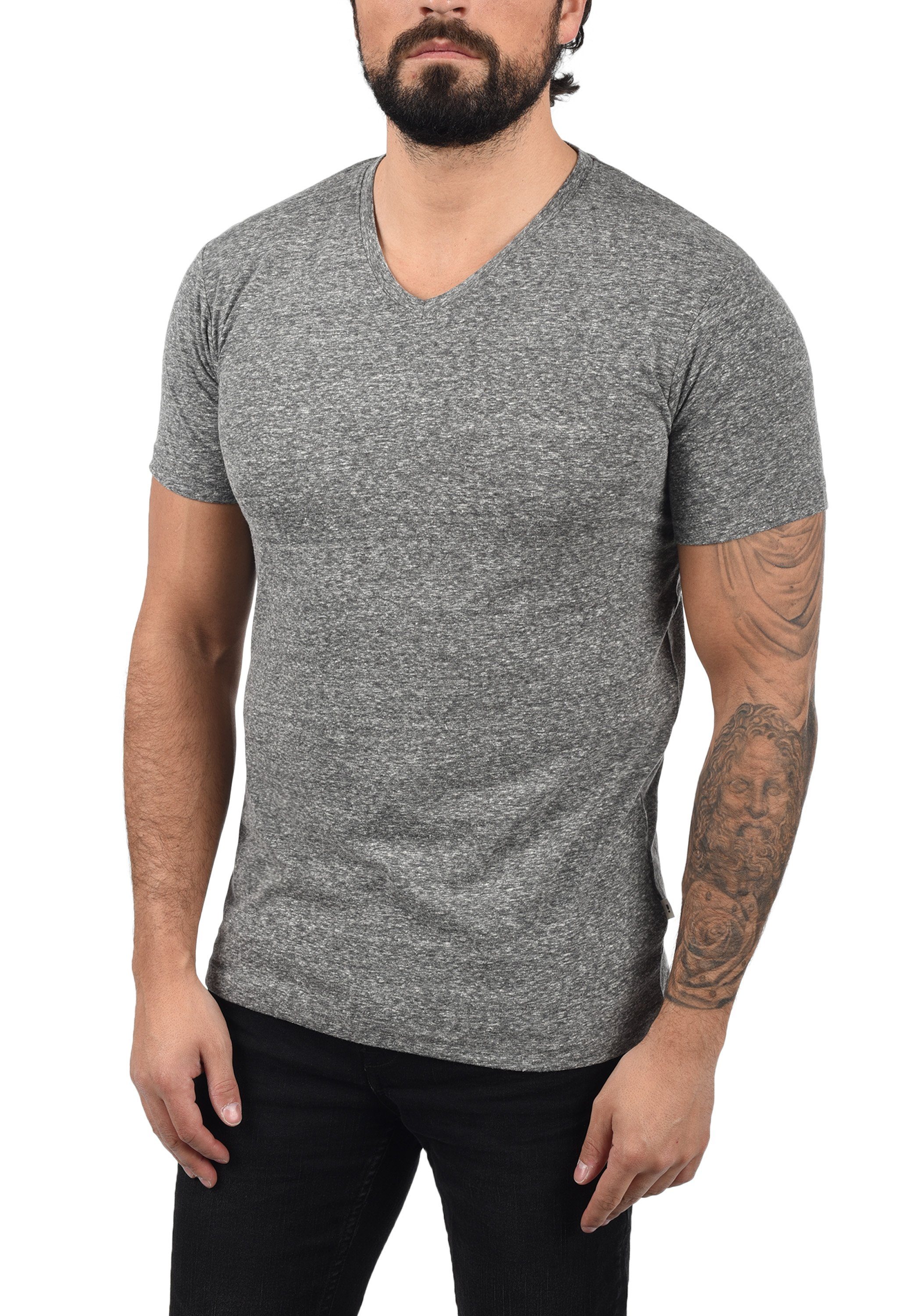 Grey Dark V-Ausschnitt (8288) V-Shirt mit !Solid T-Shirt SDAlarus Melange