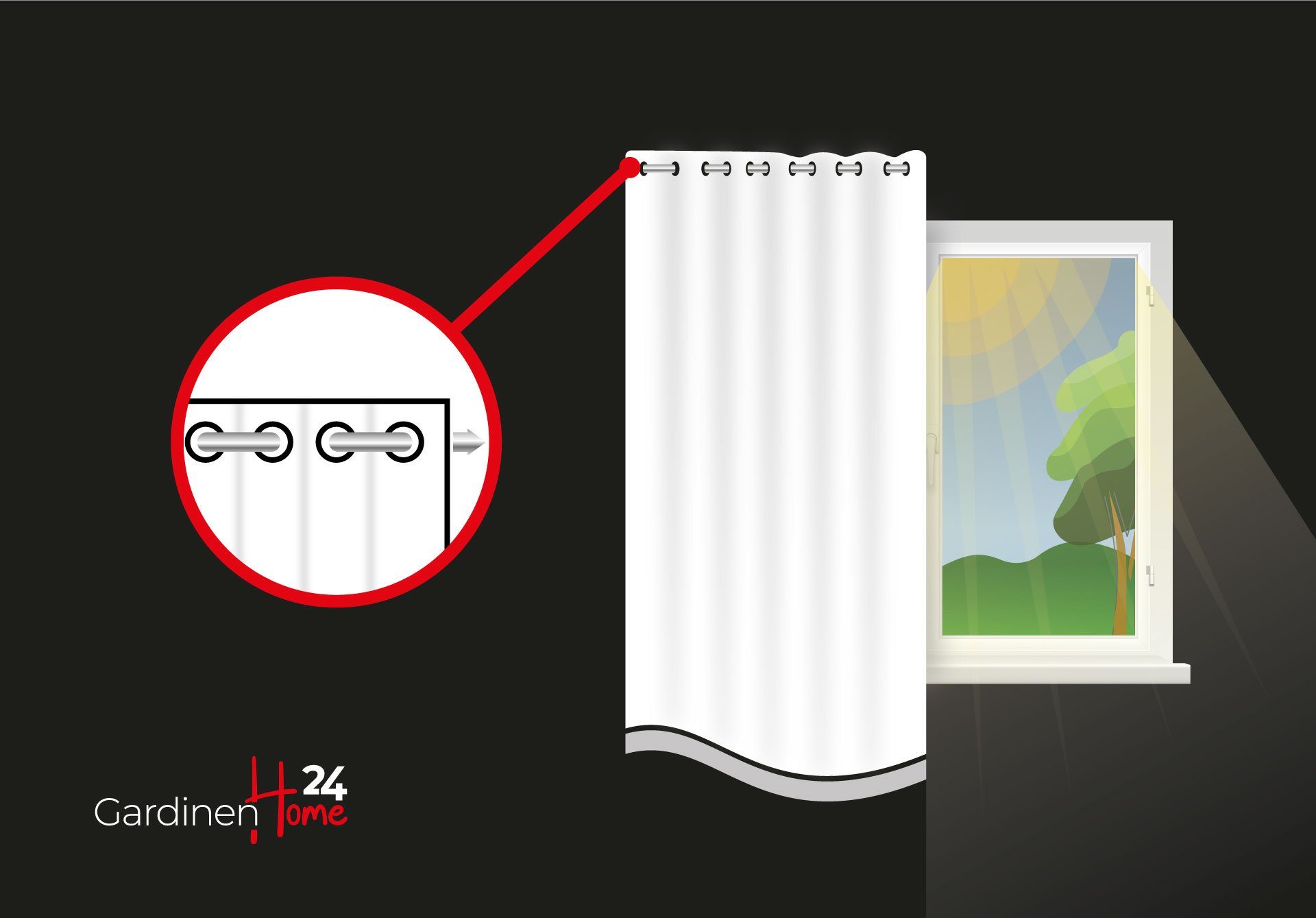 DecoHome24 Gardine Brillant (2 St), Ösen, blickdicht, blickdicht