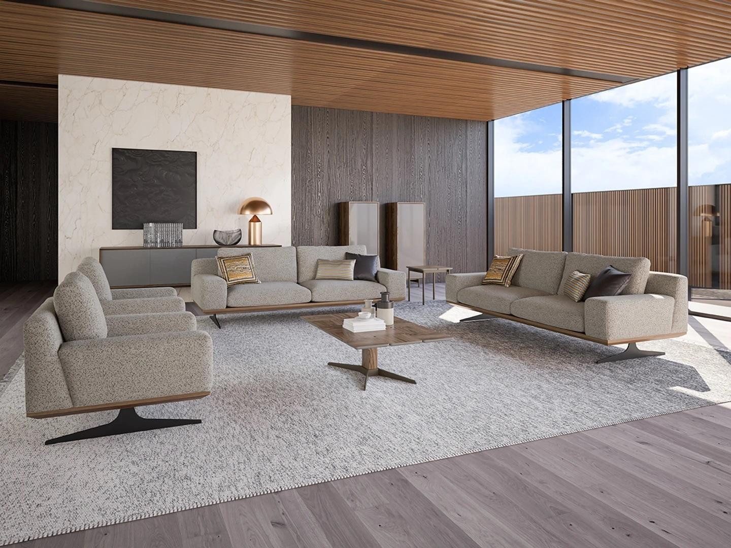 Xlmoebel Polstergarnitur Elegantes Wohnzimmer-Set in modernem Design mit bequemer Polsterung, (Wohnzimmer-Set, 6-tlg., Beistelltisch), Hergestellt in Europa