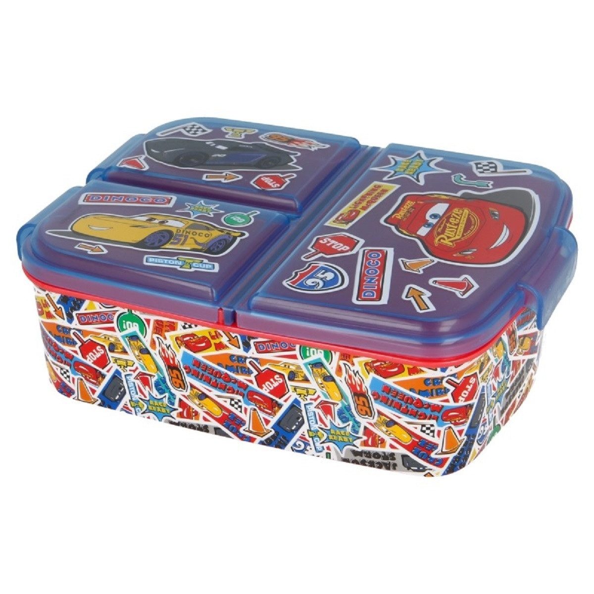 Stor Lunchbox Cars Kinder Brotdose – Lunchbox mit 3 Fächern & tollem Design, (1x Deckel, 1x Lunchbox), Lunchbox – Bild 2 von 3