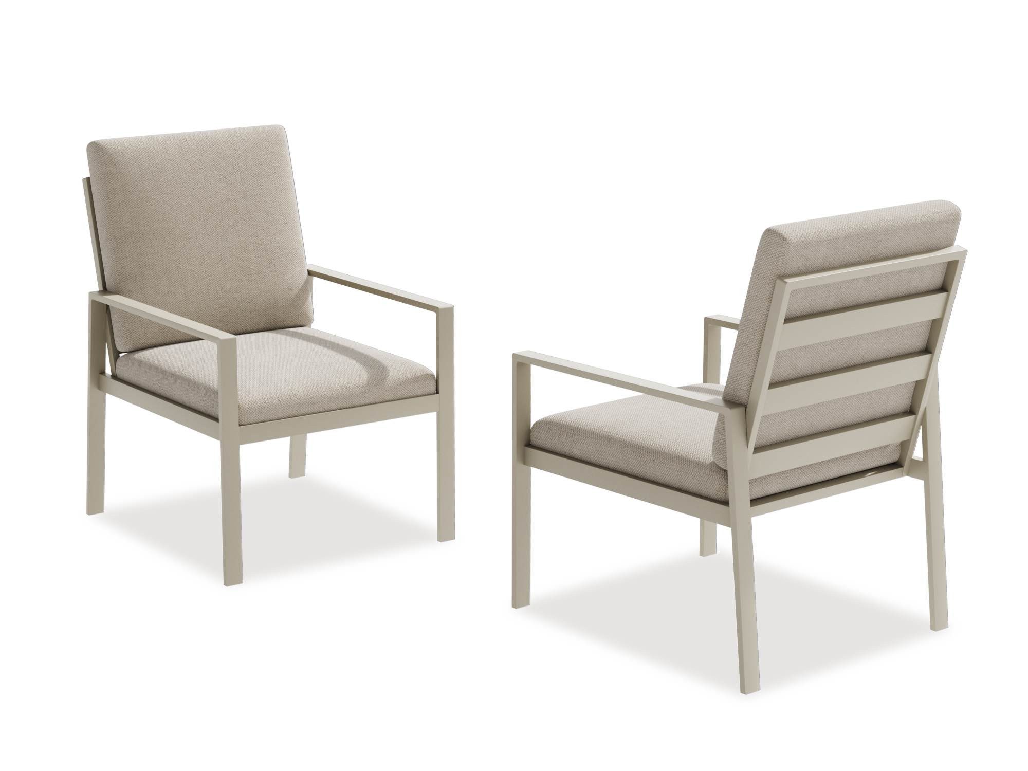 MeXo Gartenlounge-Set Alu Gartenmöbel-Sets Gartenstuhl, (2-tlg., 2 Esszimmerstühle, 60x 68x 85 cm, 4 Auflagen, bis zu 140 kg belastbar), wetterfest Gartengarnitur Set