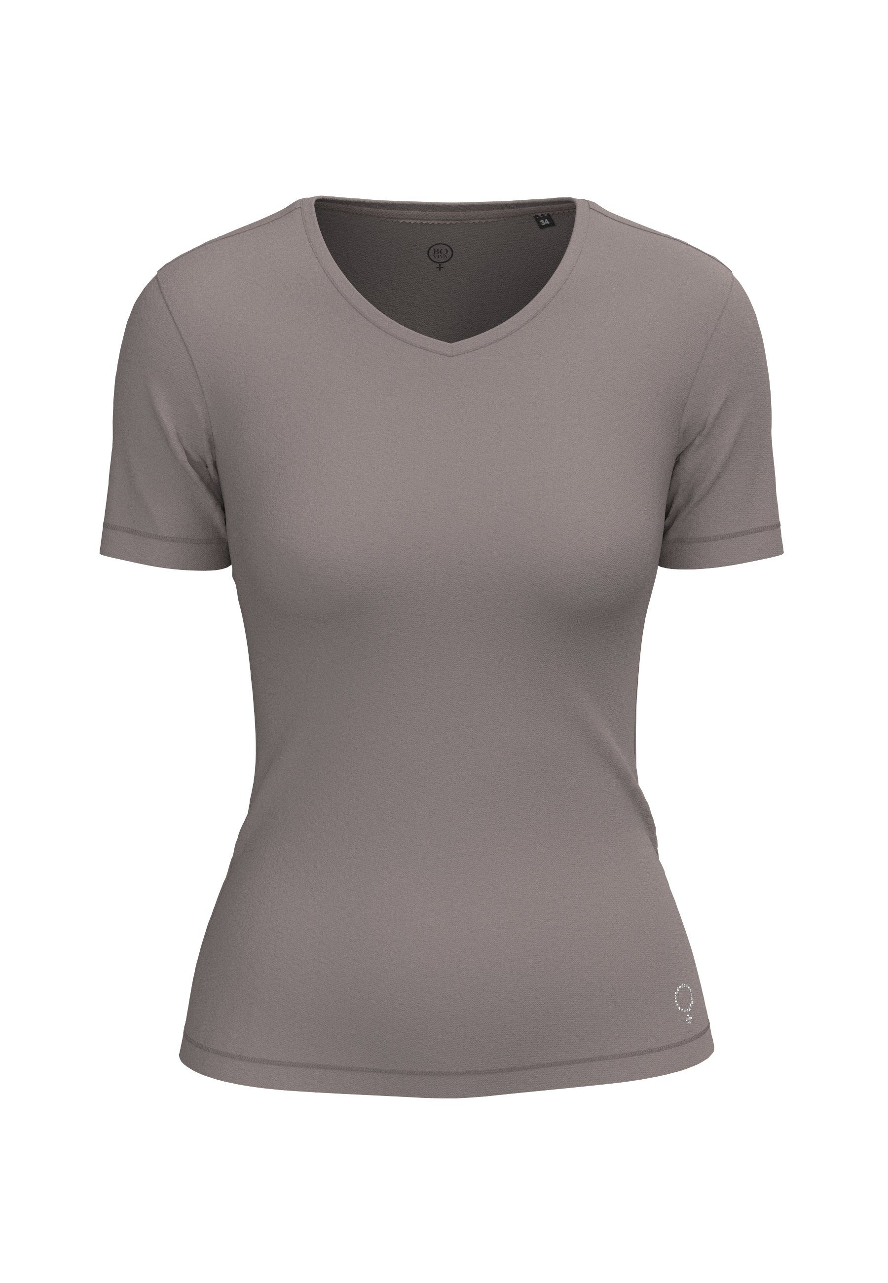 BOVIVA Kurzarmshirt Venus (1-tlg) basic in uni braun | V-Shirts