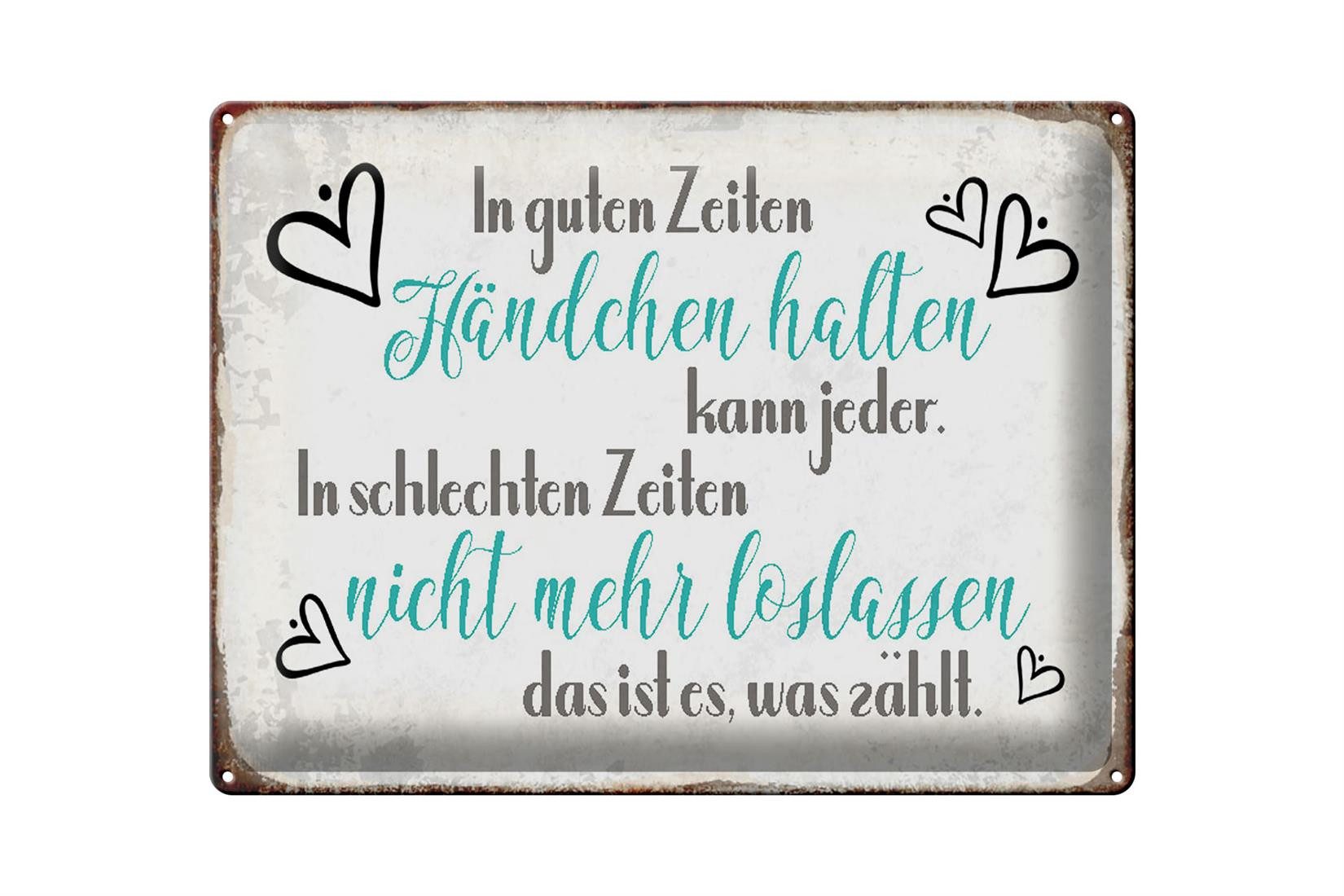 Femer GmbH Metallschild Spruch 40x30cm in guten Zeiten Händchen halten