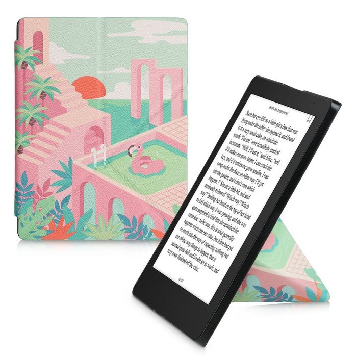 kwmobile E-Reader-Hülle Hülle für Kobo Aura H2O Edition 2 Kunstleder eReader Schutzhülle - Flip Cover Case - Sommer Vibes Design