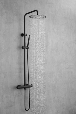welltime Duschsystem Rainshower, 1 Strahlart(en), Edelstahl, Überkopfbrause mit Ø250mm, stabförmige Handbrause