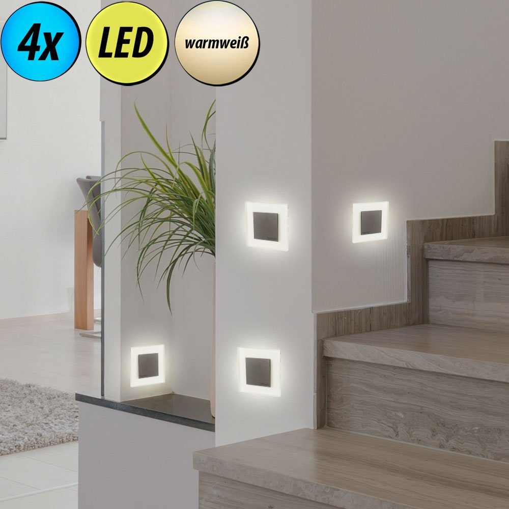 etc-shop LED Einbaustrahler, LED-Leuchtmittel fest verbaut, Warmweiß, 4er Set LED Decken Einbau Strahler Wohn Zimmer Wand Leuchten