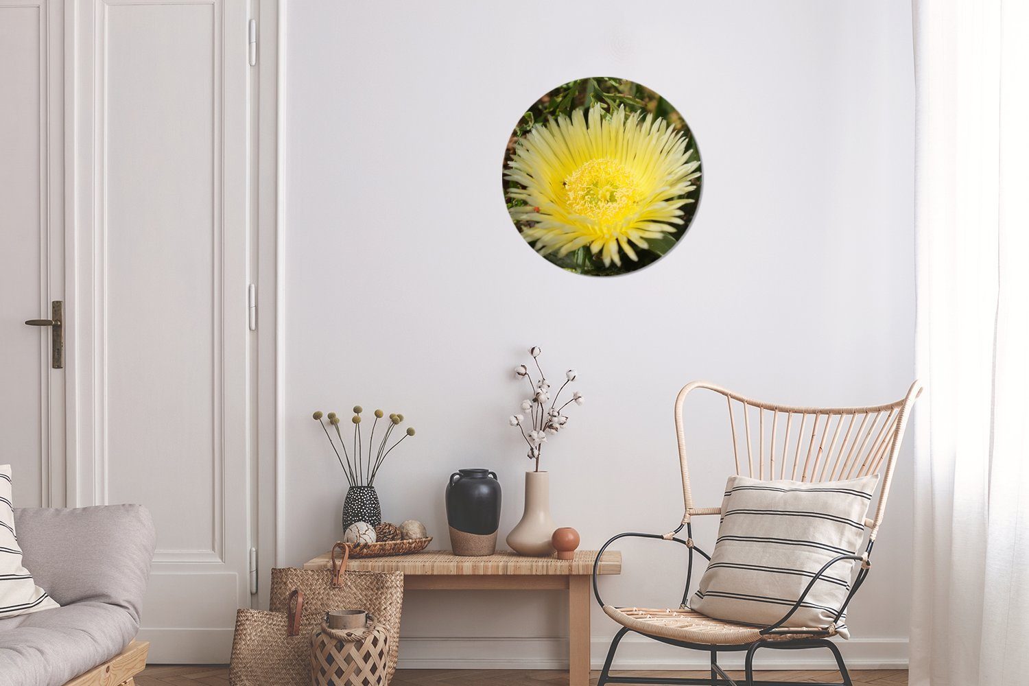 St), cm Kreis gelbe Eine Wohnzimmer, Wanddekoration Forex, Eispflanzenart, 30x30 Wandbild, (1 MuchoWow Rundes Gemälde