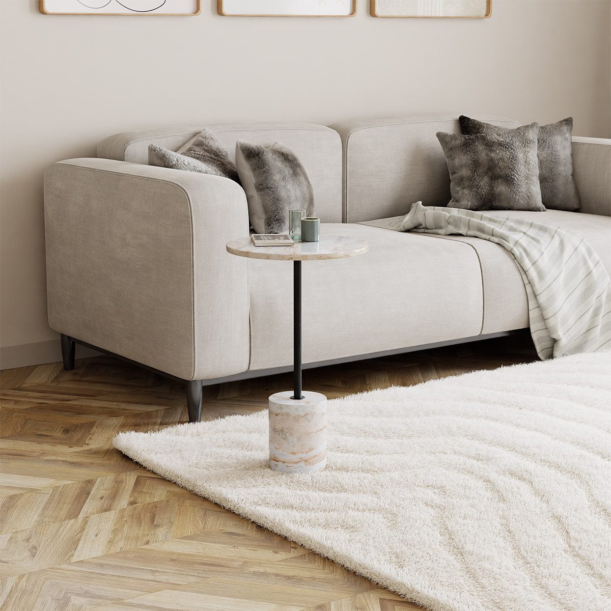 Liadomo Beistelltisch Goro, Couchtisch, Wohnzimmertisch, Marmortisch, Sofatisch (drei verschiedene Farben), massiver Marmortisch rund Ø 36 cm – für Wohnzimmer & Schlafzimmer