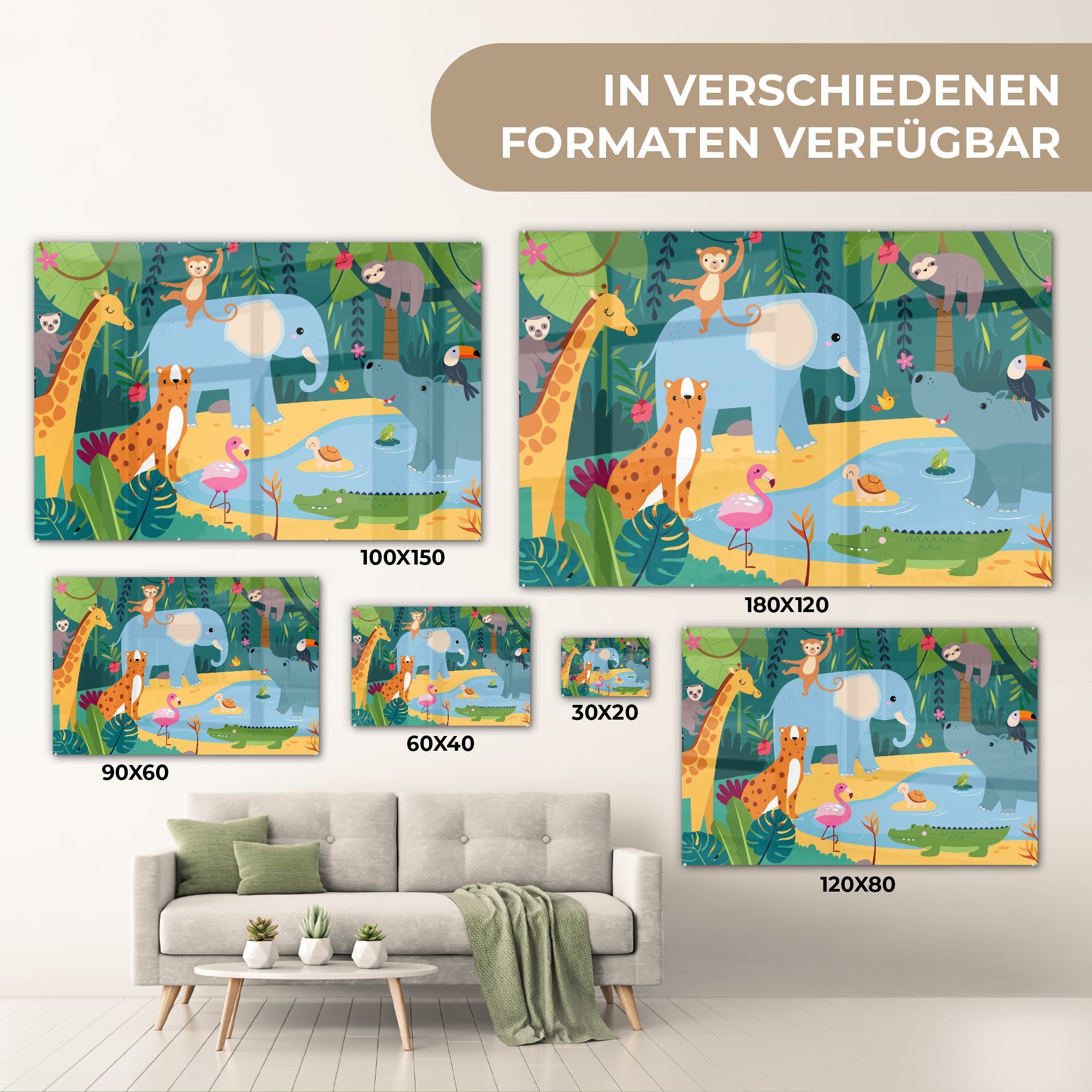 Schlafzimmer St), (1 Dschungel MuchoWow Acrylglasbild Kind, Tiere Design Wohnzimmer - - - & Acrylglasbilder