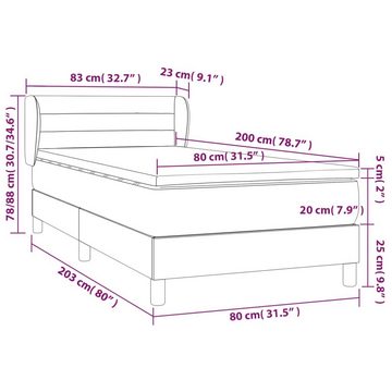 vidaXL Bett Boxspringbett mit Matratze Creme 80x200 cm Stoff