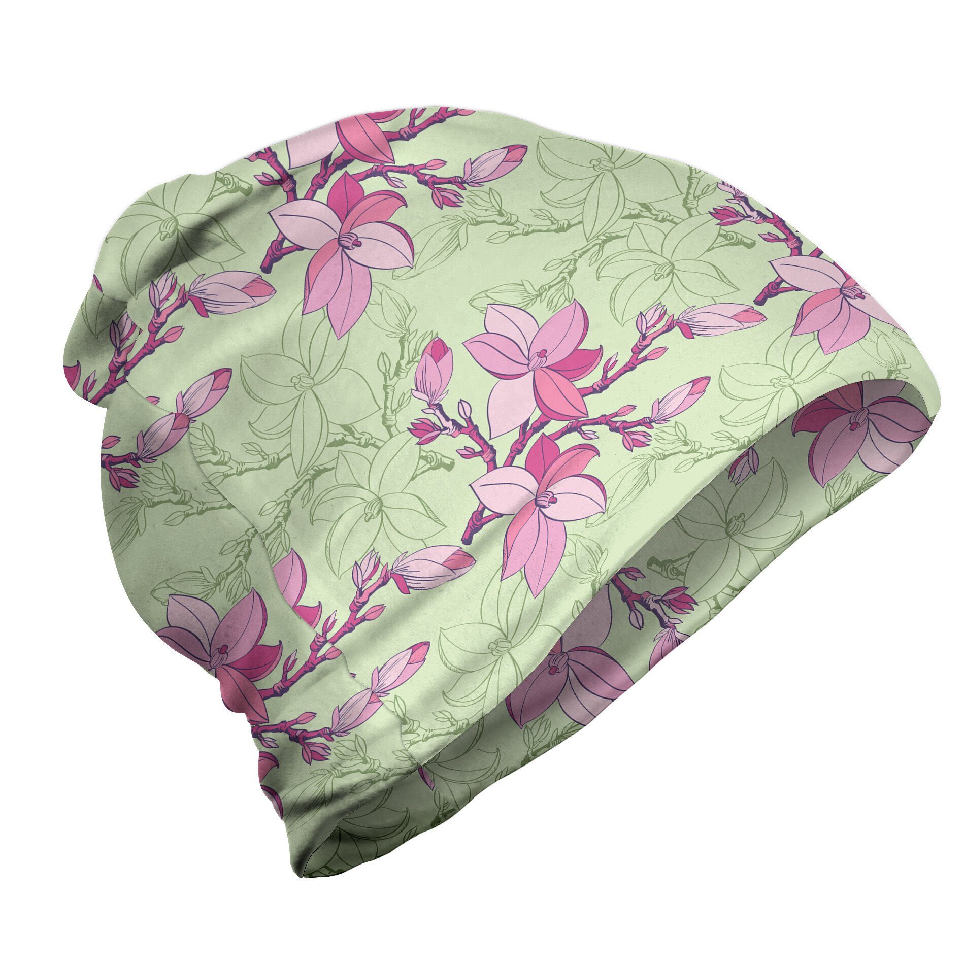 Abakuhaus Beanie Wandern im Freien Blumen Pinkish Blumen-Silhouetten