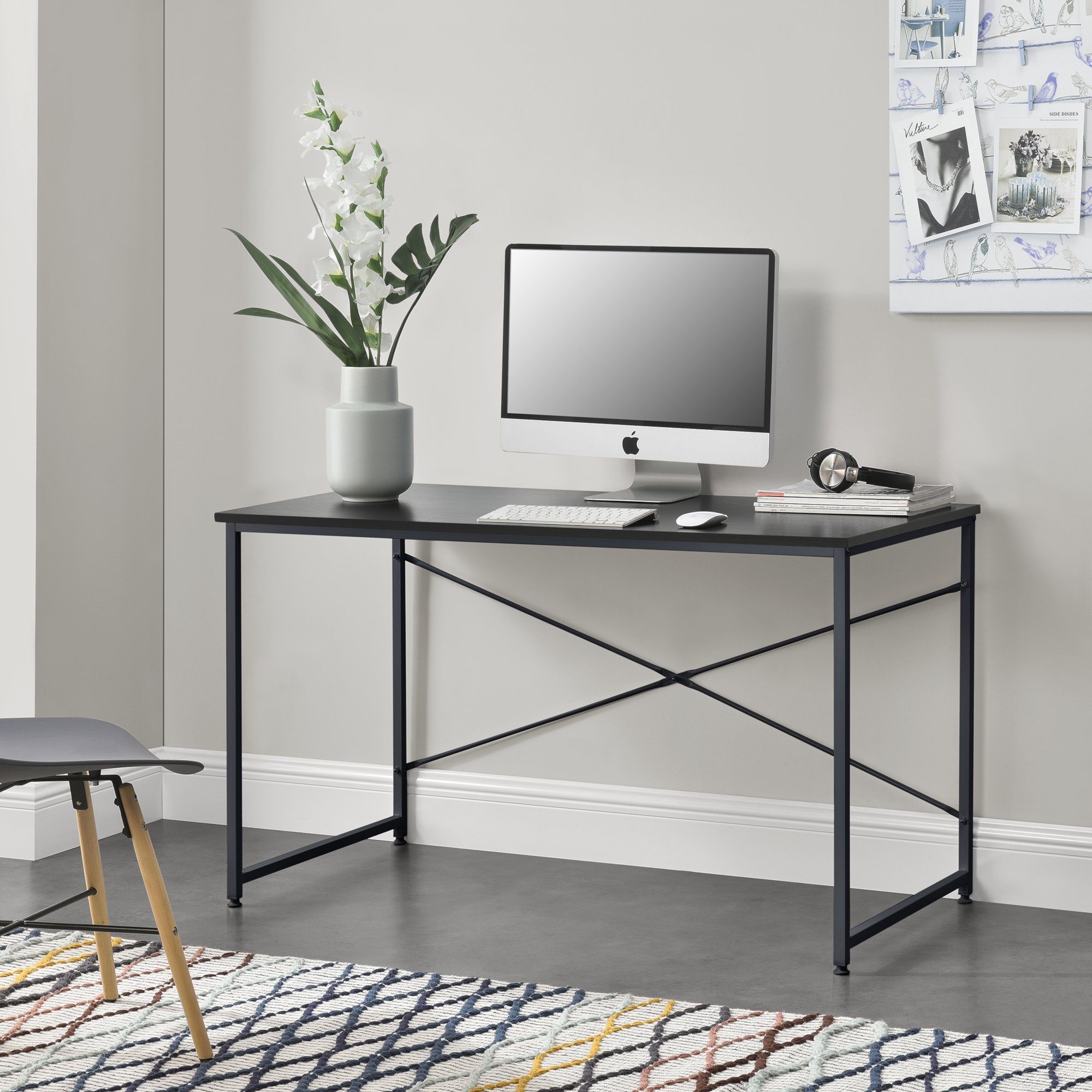 en.casa Schreibtisch, »Røros« Computertisch 120x60cm Schwarz günstig online kaufen