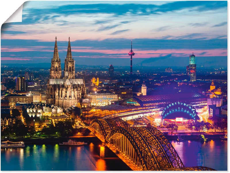 Artland Wandbild »Köln Panorama am Abend«, Deutschland (1 St), in vielen Größen & Produktarten - Alubild / Outdoorbild für den Außenbereich, Leinwandbild, Poster, Wandaufkleber / Wandtattoo auch für Badezimmer geeignet