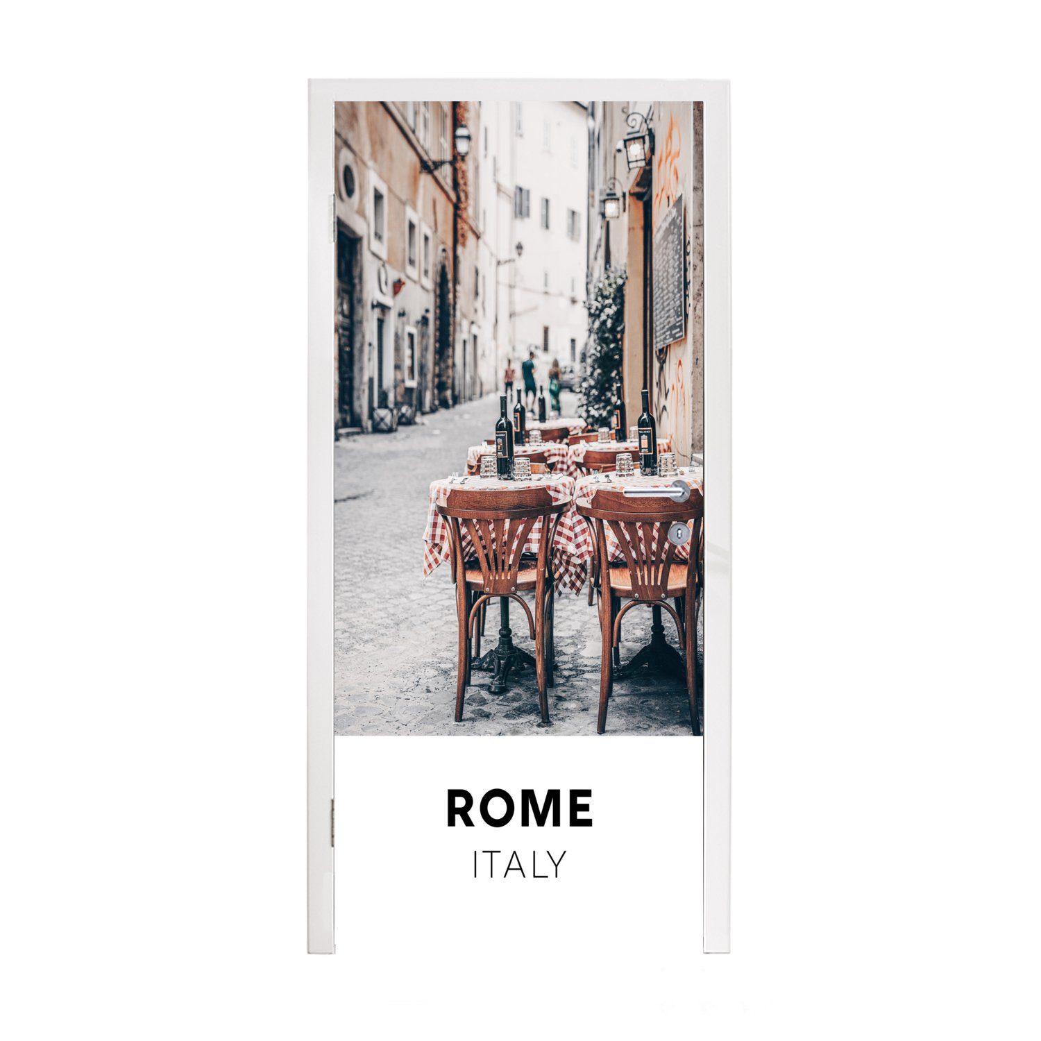 MuchoWow Türtapete Rom - Italien - Kaffeehaus, Matt, bedruckt, (1 St), Fototapete für Tür, Türaufkleber, 75x205 cm