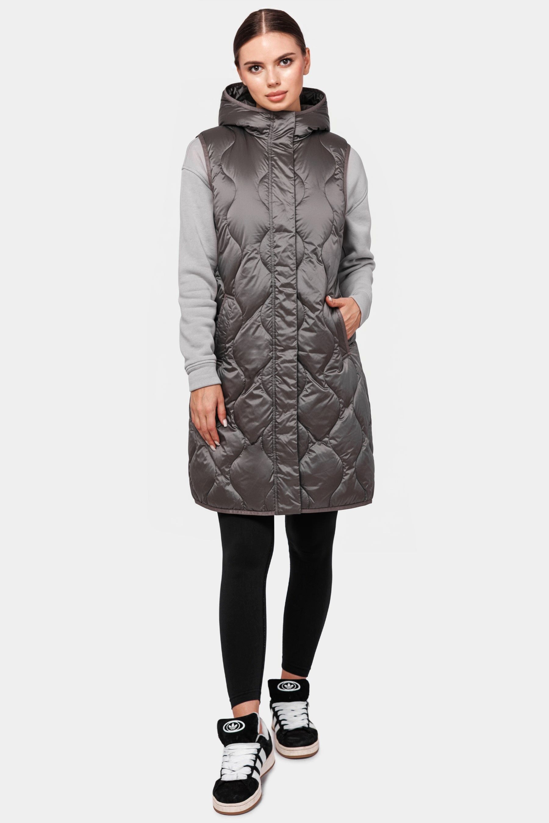 Travel 8 Daunenjacke Leichte Daunenweste für Damen mit Karosteppung in Silber