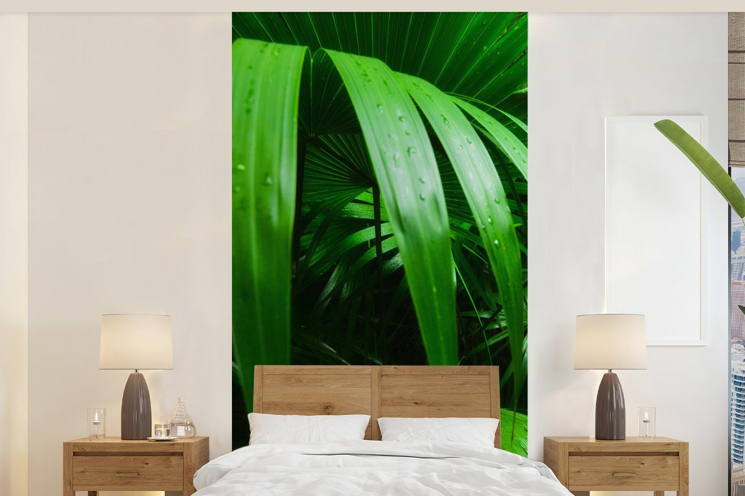 MuchoWow Fototapete Palmenblätter im Dschungel, Matt, bedruckt, (2 St), Vliestapete für Wohnzimmer Schlafzimmer Küche, Fototapete