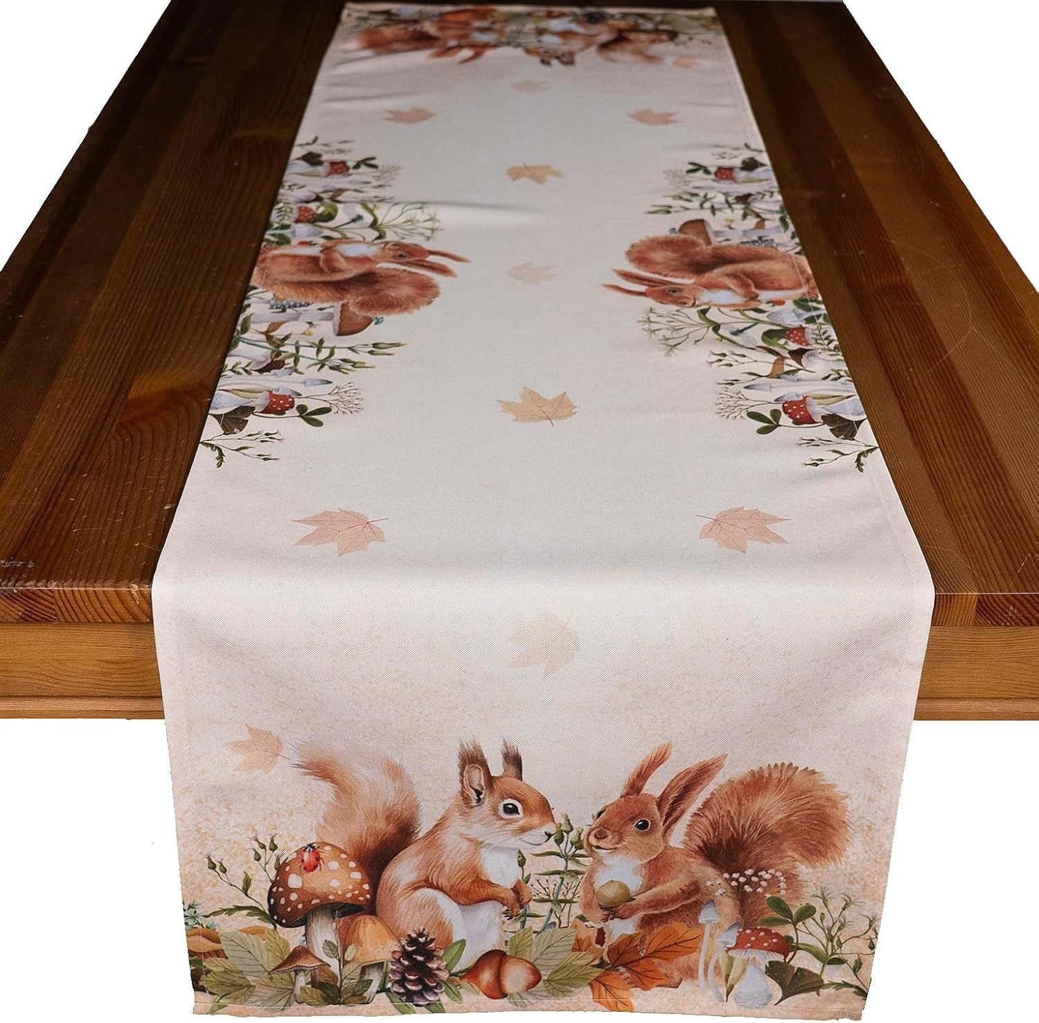 texpot Tischdecke Tischläufer Druck Eichhörnchen Herbst (1-tlg)