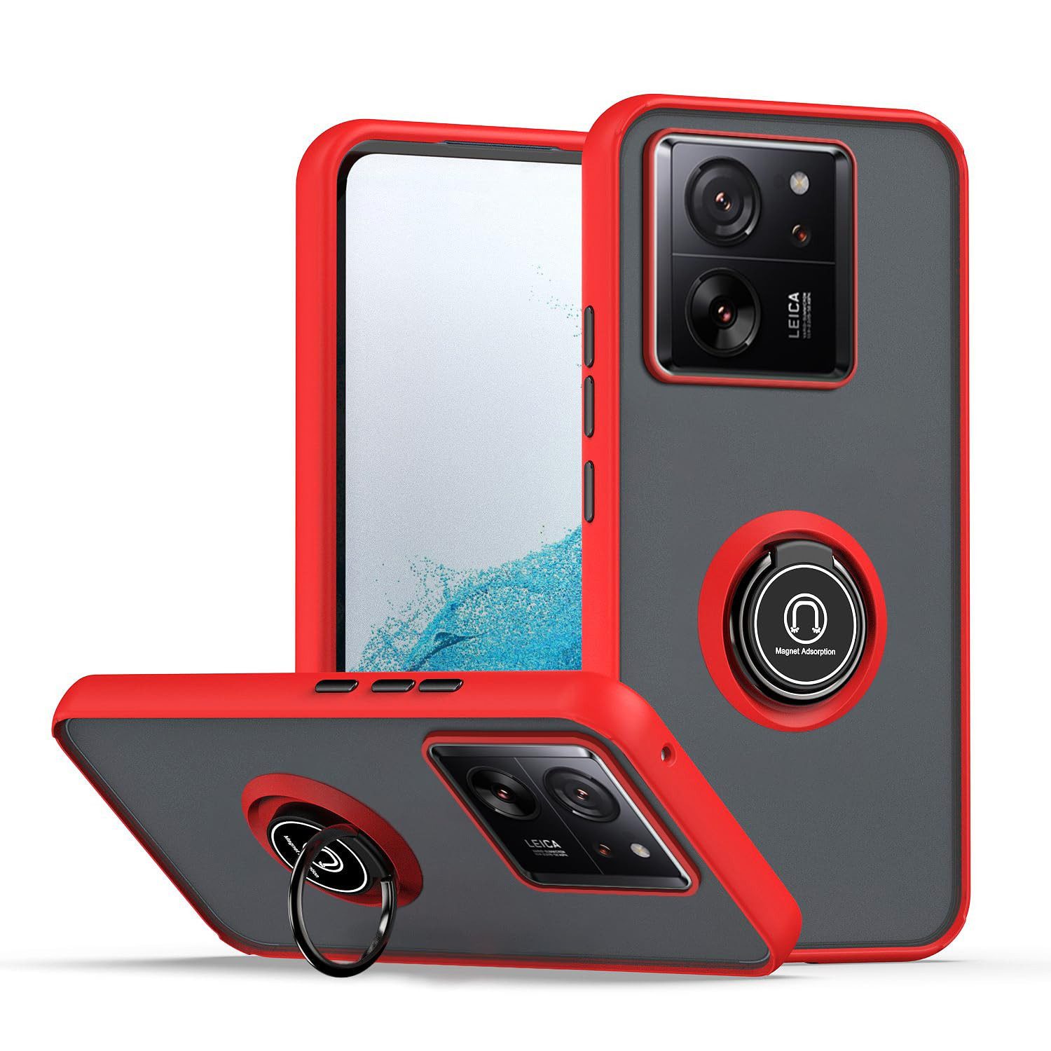 Wigento Handyhülle Für Xiaomi 13 T / 13 T Pro Design TPU / PC Handy Hülle Cover + Ring