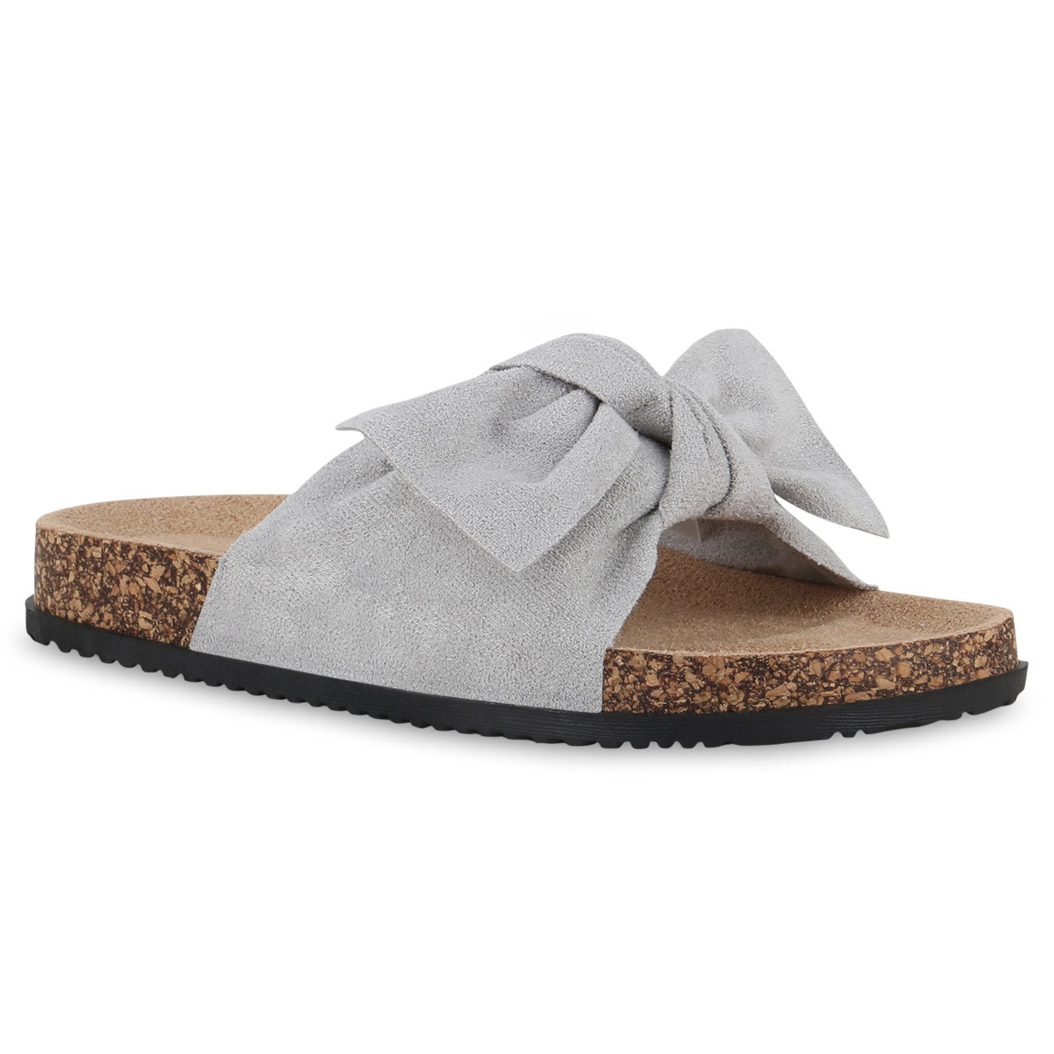 VAN HILL 21590737 TH S67[TH] Damen Sandalen Grey 37 Pantolette Damen Pantoletten Sandalen Bequeme Schleifen Korkoptik