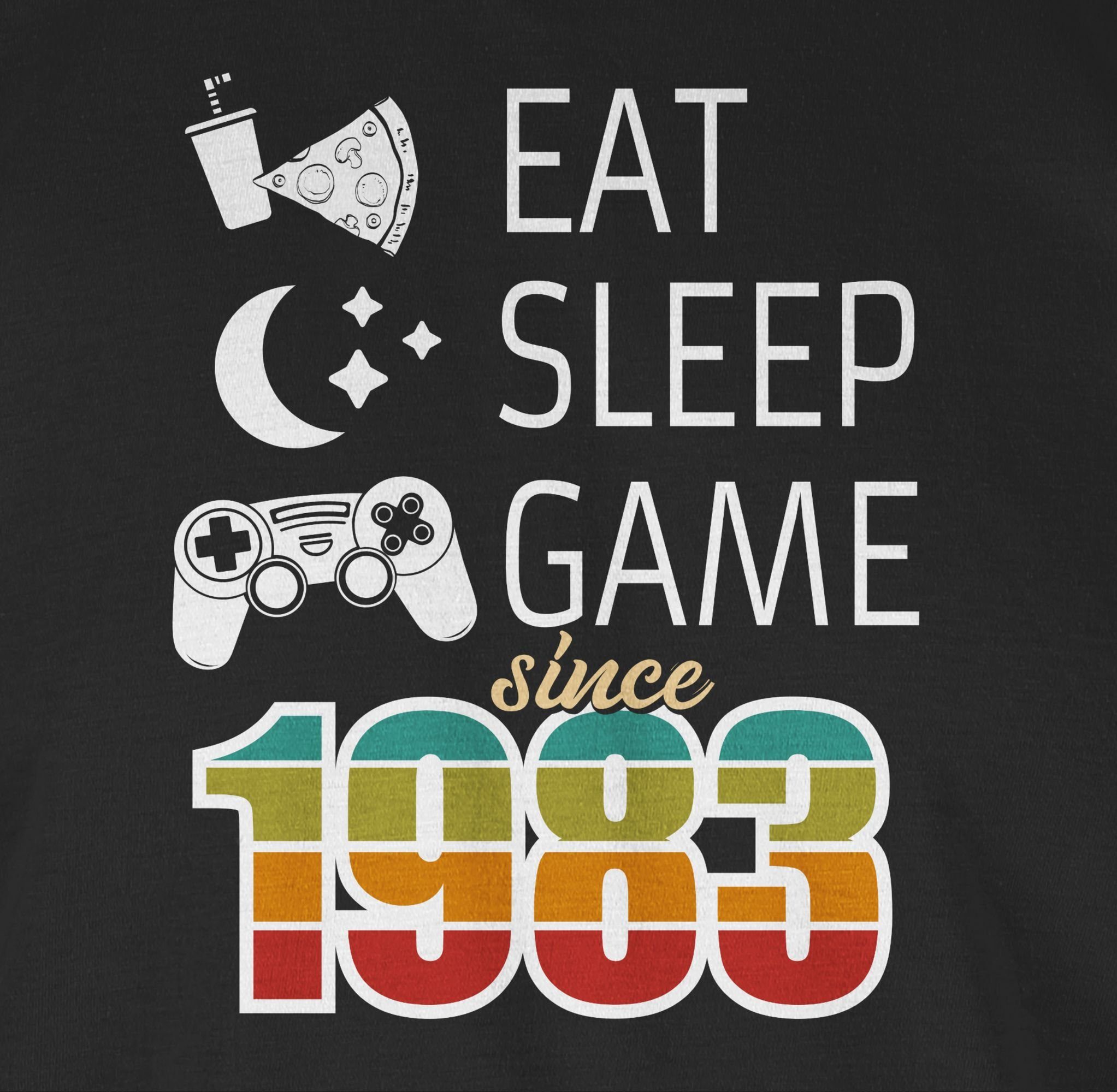 Schwarz sleep Geburtstag Shirtracer bunt Eat 1983 Game T-Shirt 01 40. since