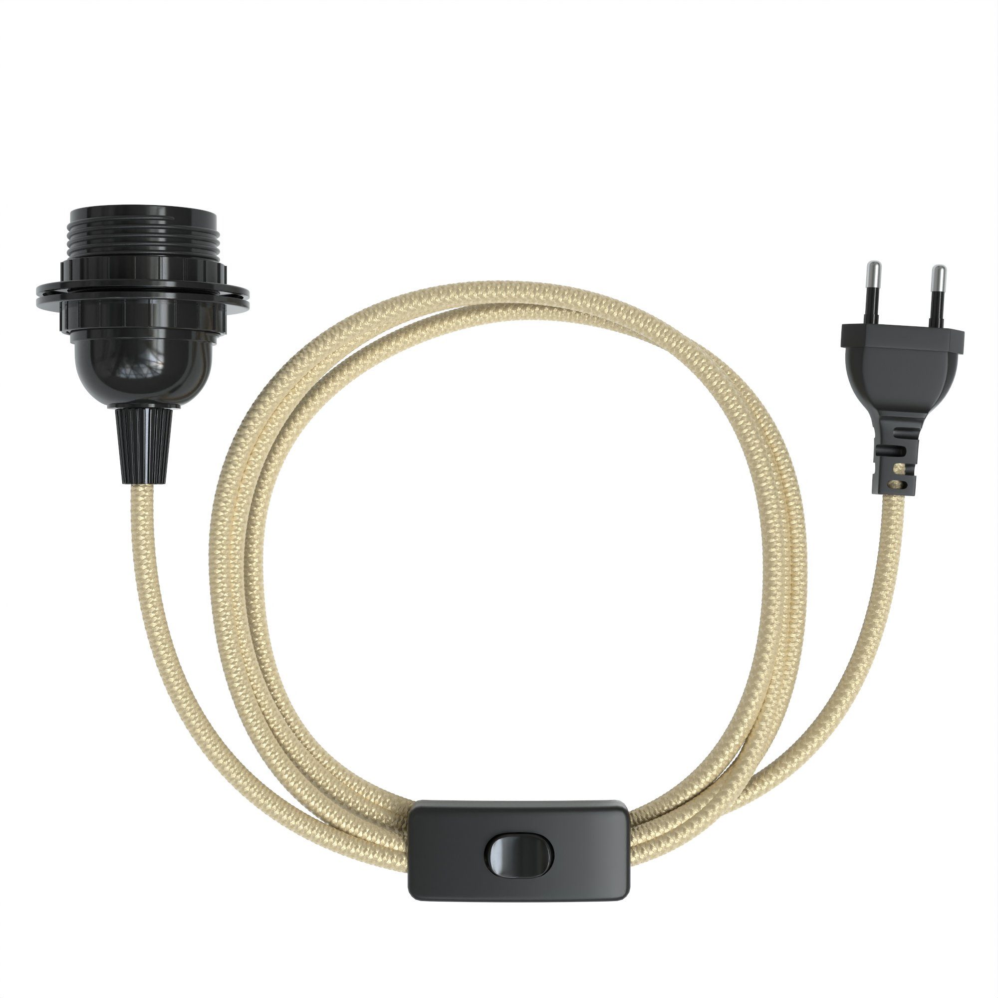 EAZY CASE Lampenfassung 3x E27 Lampensockel 5m Kabel & Schalter DIY Lampen, (1-St), Dekoration Lampenfassung E27 für Lampenschirm Industial Used Look Gold