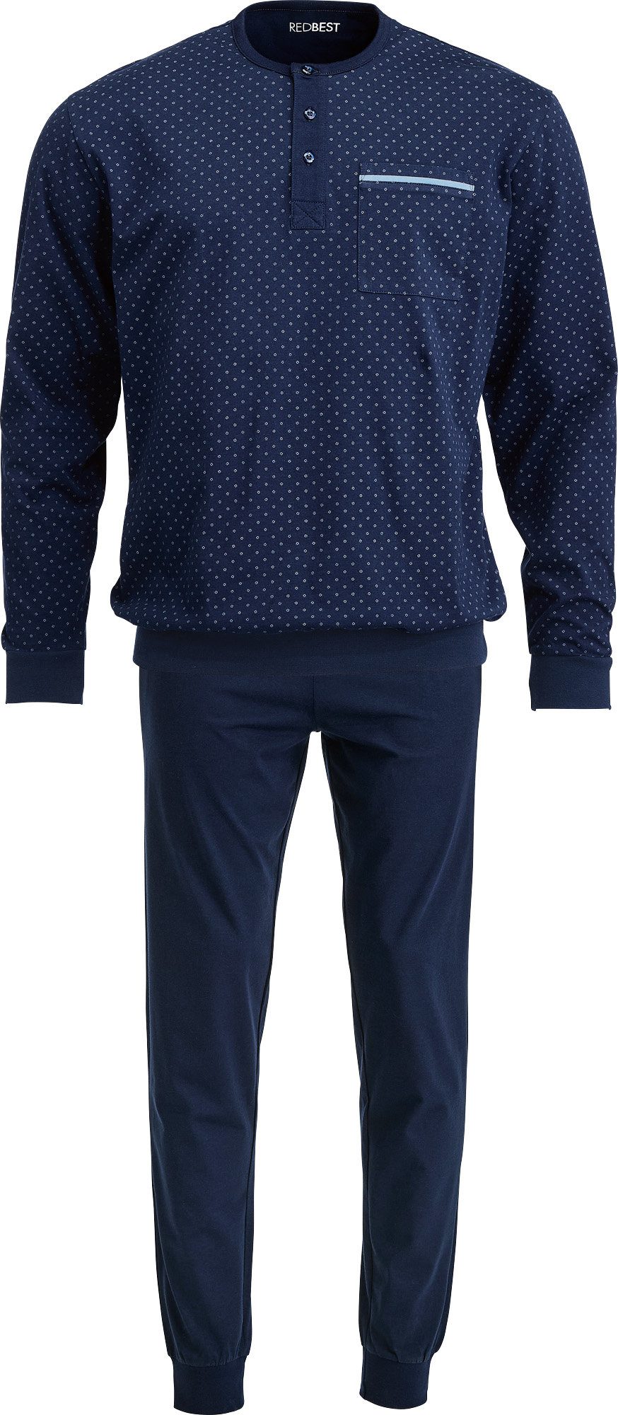 REDBEST Pyjama Herren-Schlafanzug Single-Jersey gemustert günstig online kaufen