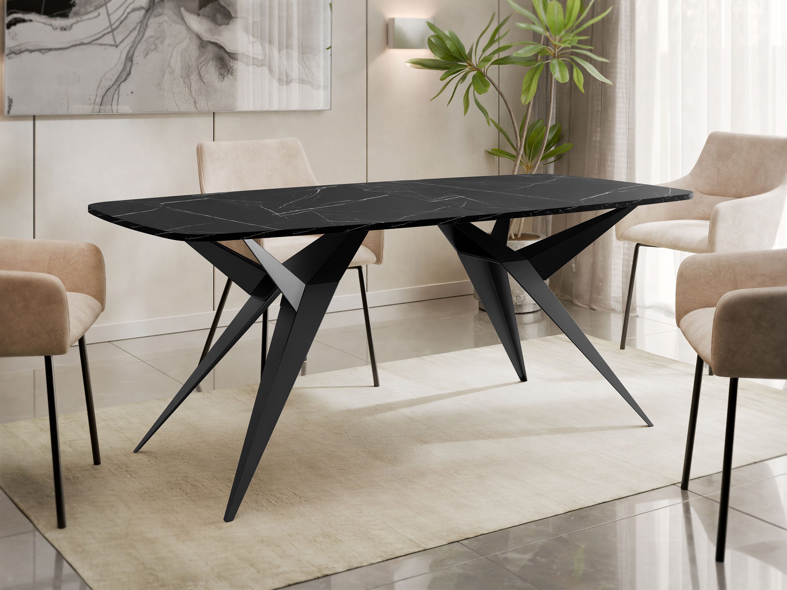 MIRJAN24 Esstisch Axis (Ausziehbarer), 160-236x90x76 cm, Beine aus Stahl