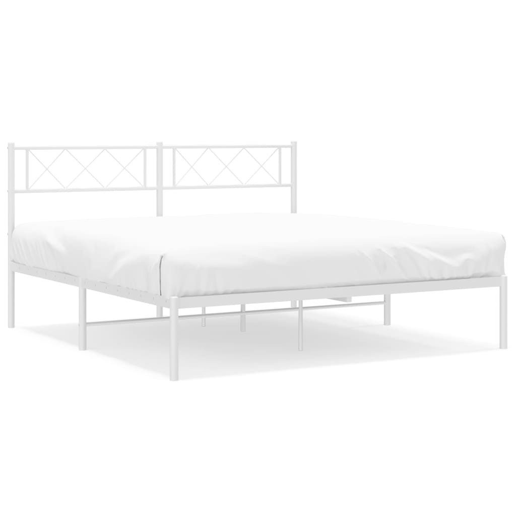 vidaXL Bettgestell, Bettrahmen mit Kopfteil Metall Weiß 135x190 cm günstig online kaufen