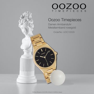 OOZOO Quarzuhr Oozoo Unisex Armbanduhr Timepieces Analog, (Analoguhr), Damen, Herrenuhr rund, mittel (34mm), Metallarmband rosegold, Fashion