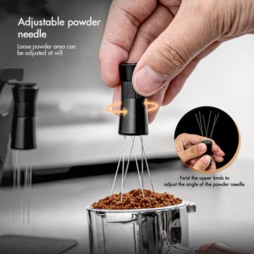 BlingBin Tamper Espresso WDT Tools verstellbarer Espresso-Rührer für Barista, Espresso-Verteiler-Werkzeug mit magnetischem Ständer