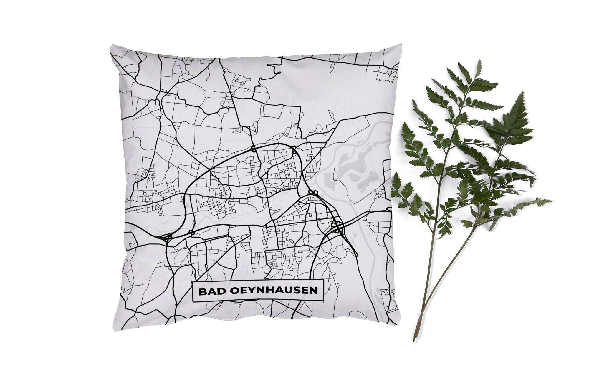 MuchoWow Dekokissen Bad-Oeynhausen - Stadtplan - Karte, Zierkissen mit Füllung für Wohzimmer, Schlafzimmer, Deko, Sofakissen