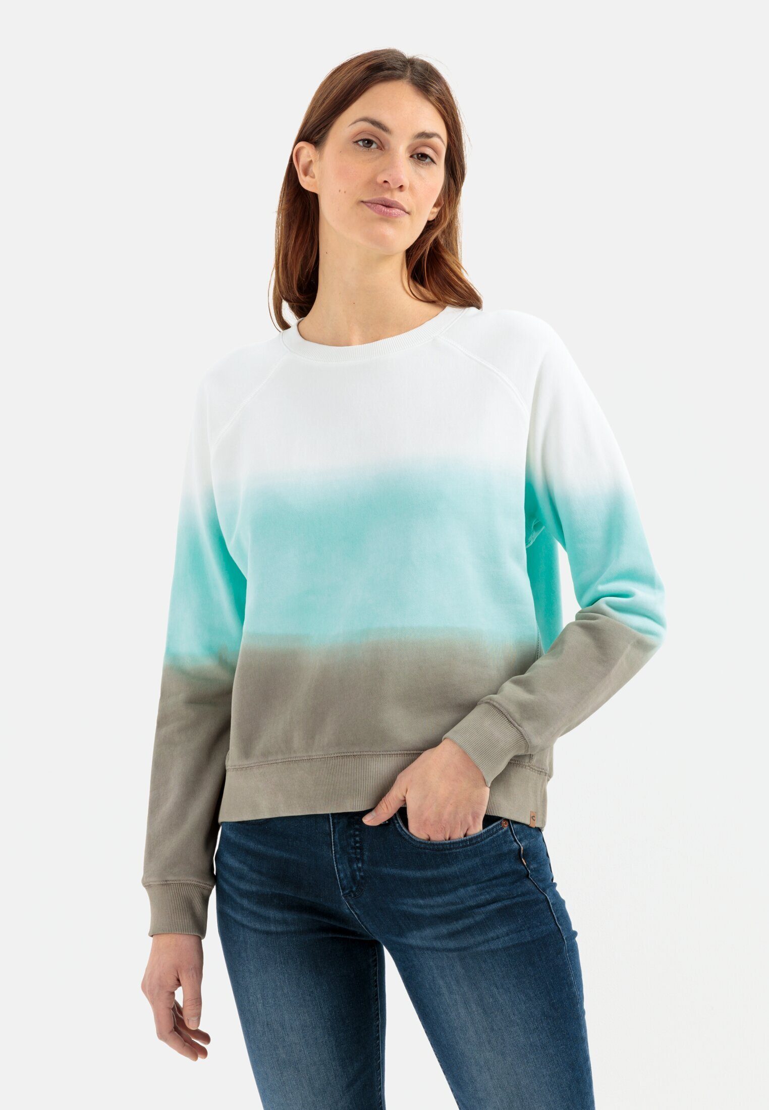 camel active Sweatshirt mit Dip-Dye-Effekt Langarm Rundhals