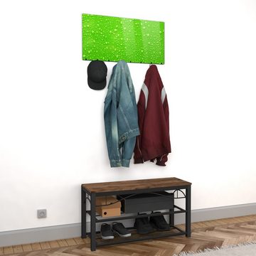 Primedeco Garderobenpaneel Magnetwand und Memoboard aus Glas Regentropfen auf grün