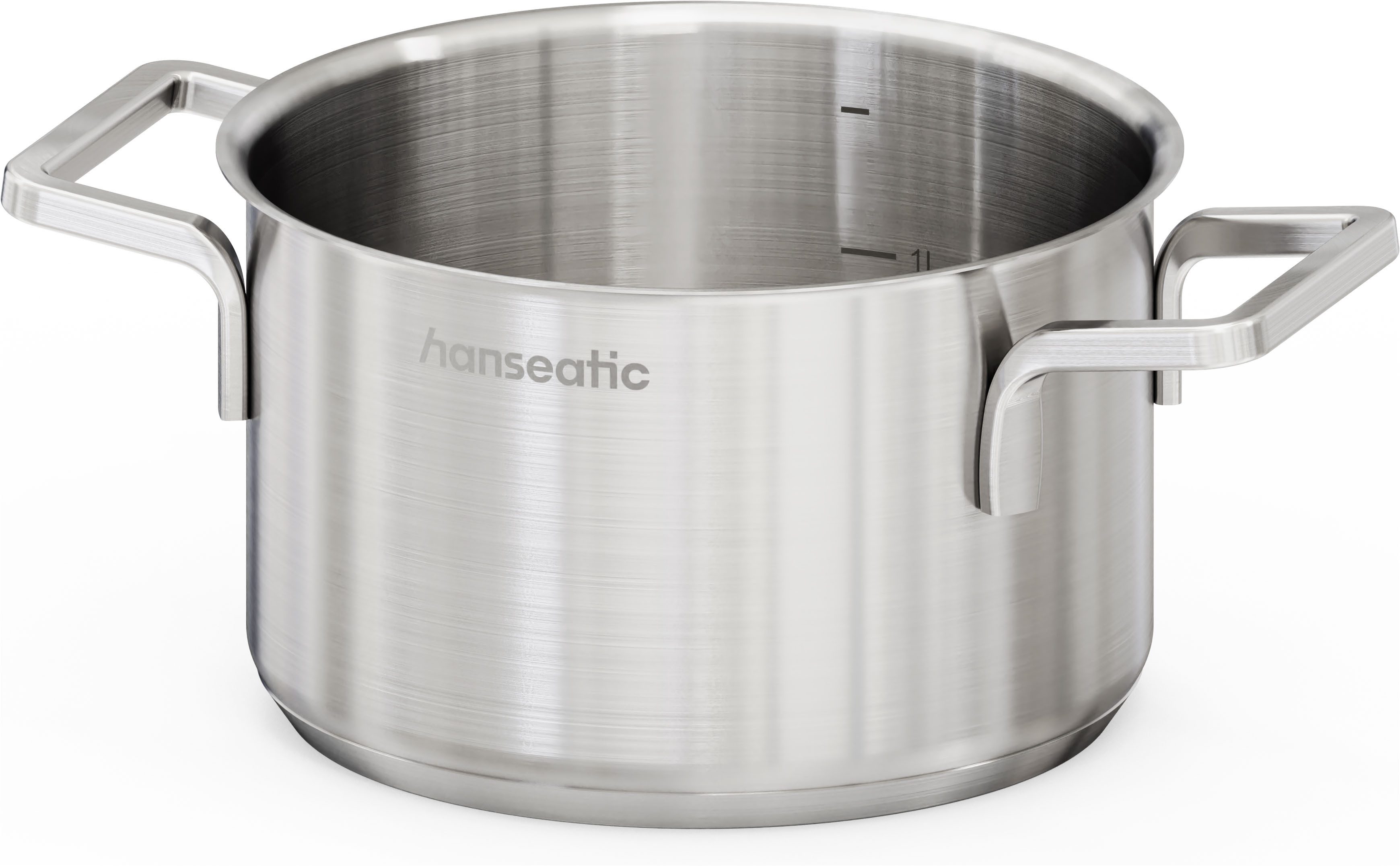 Hanseatic Kochtopf DAILY, Edelstahl 18/10 (1-tlg), handfreundliche Griffe, Literskala, Glasdeckel, Induktion