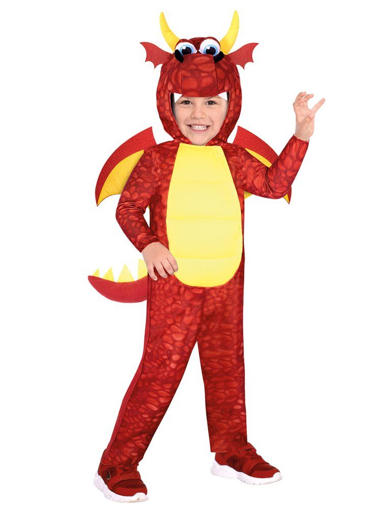 Amscan Kostüm Drachen Kostüm "Red Dragon" für Kinder - Rot, Comic Tierkostüm