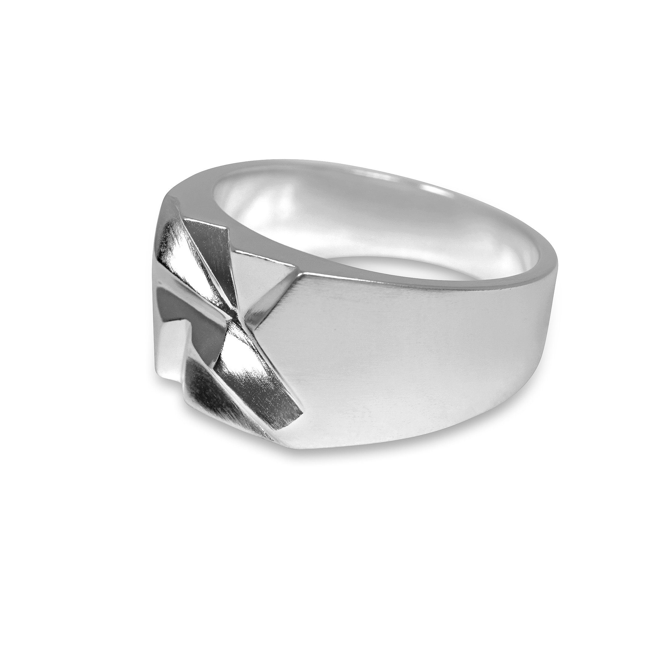 Herren Schmuck Sprezzi Fashion Siegelring Massiver Herren Silber Ring Moderner Fingerring Siegelring aus massivem 925er Sterling