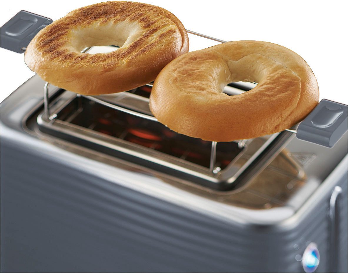 RUSSELL HOBBS Toaster Inspire 24373-56 Grau, 2 Schlitze, 1050 W, mit hochwertiger Hochglanz-Struktur, extra breite Toastschlitze