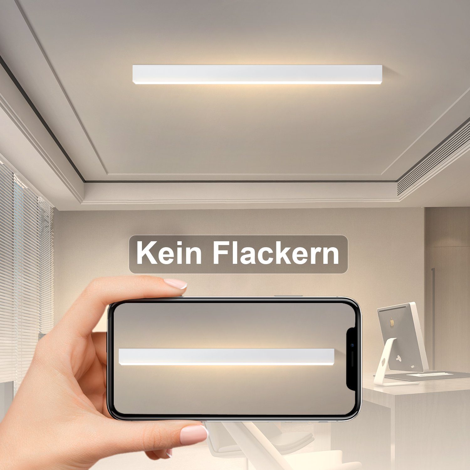 ZMH Deckenleuchten Wohnzimmer Modern Dimmbar Bürolampe Decke Mit Fernbedienung, LED fest integriert, LED fest integriert – Bild 4 von 5