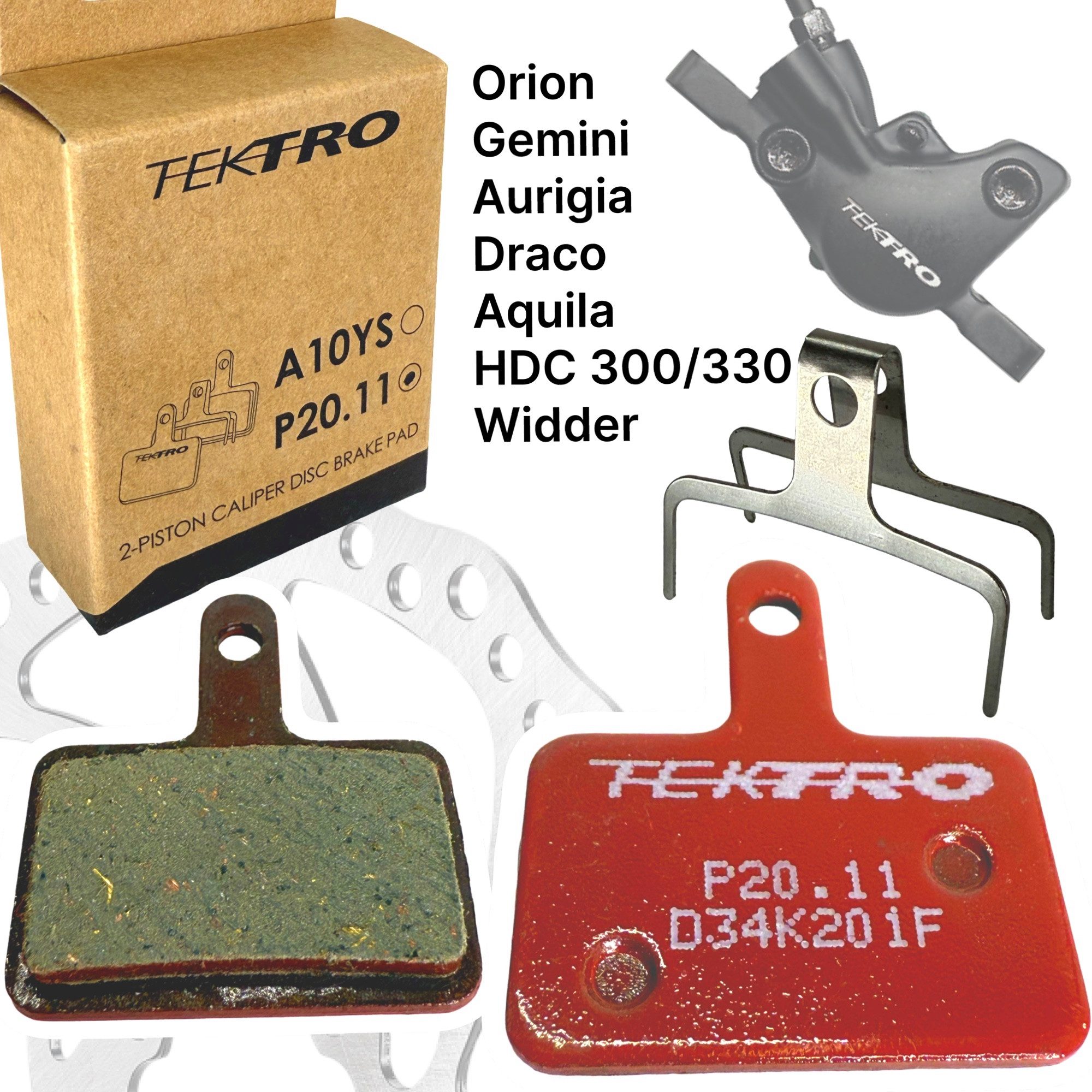 Tektro Scheibenbremse Tektro P20.11 Resin Fahrrad Scheibenbremsbeläge 2 Kolben Rot