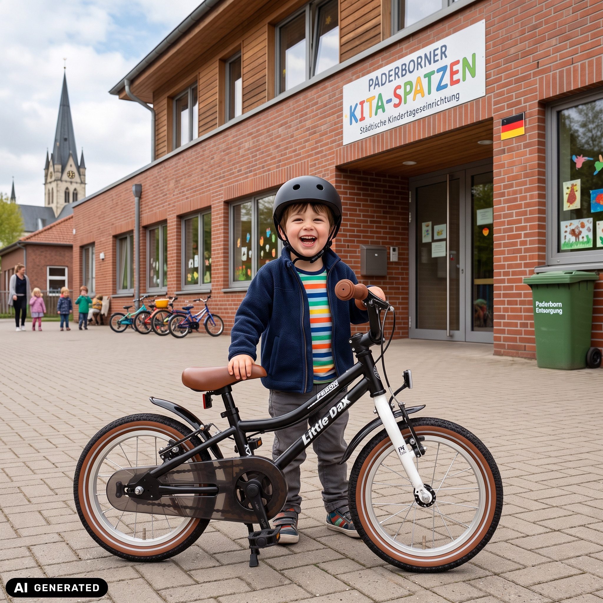 Bachtenkirch Kinderfahrrad 14 Zoll Schwarz Fahrrad für Kinder ab 3 Jahre, Sitzhöhe 43-50 cm, Schrittlänge ab ca. 41 cm, Gewicht ca. 7 kg
