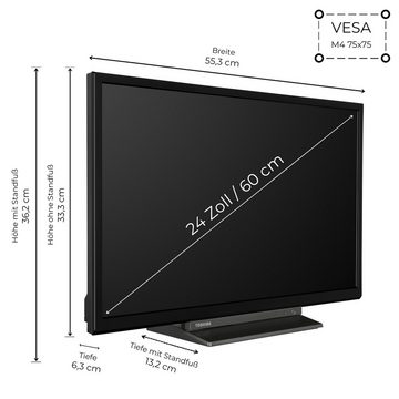 Toshiba 24WL3C63DA/2 LCD-LED Fernseher (60 cm/24 Zoll, HD-ready, Smart TV, HDR, Triple-Tuner)