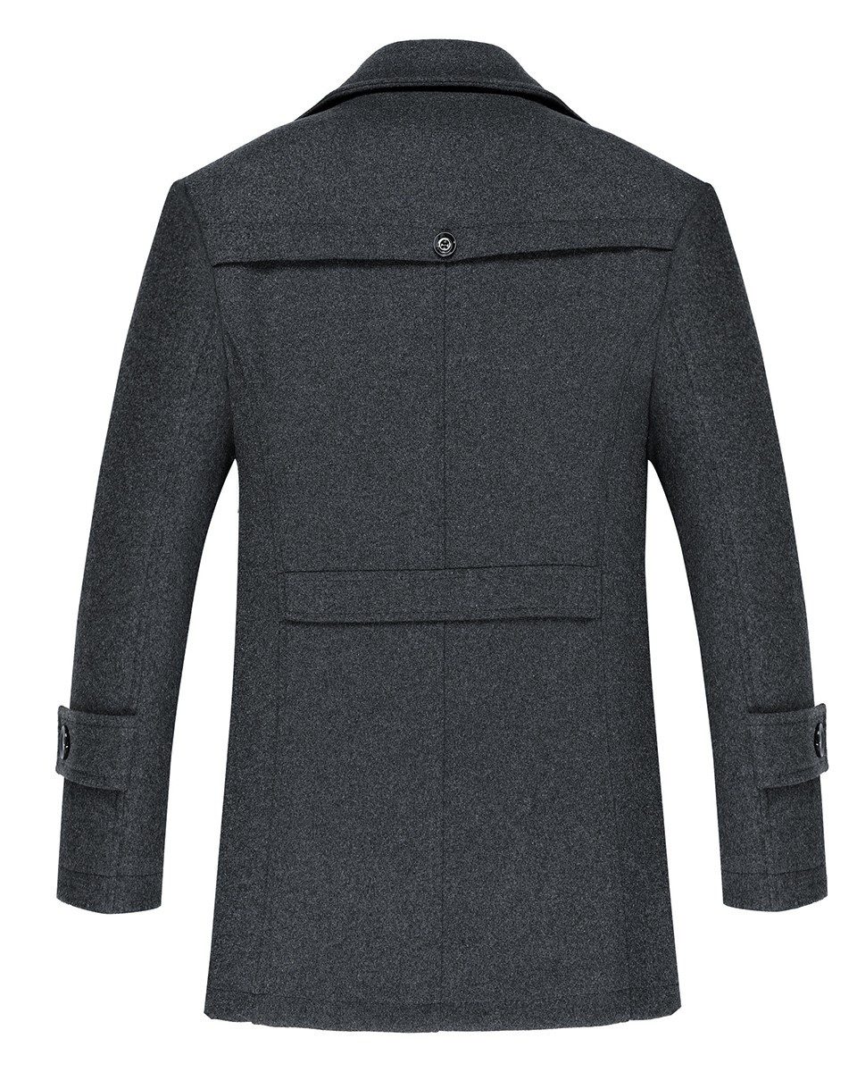 Allthemen Kurzmantel mit abnehmbarem Fake-Kragen Wintermantel Herren Wollmantel