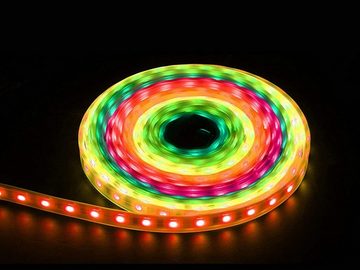 Ogeled LED Lichtleiste LED RGB Streifen Strip Set 5M WS2811 Lichterkette Lichtstreifen Aussen, LED fest integriert, LED, Wasserdicht, Individuell adressierbar, RGB, Tageslichtweiß, Einfach zu installieren, adressierbar