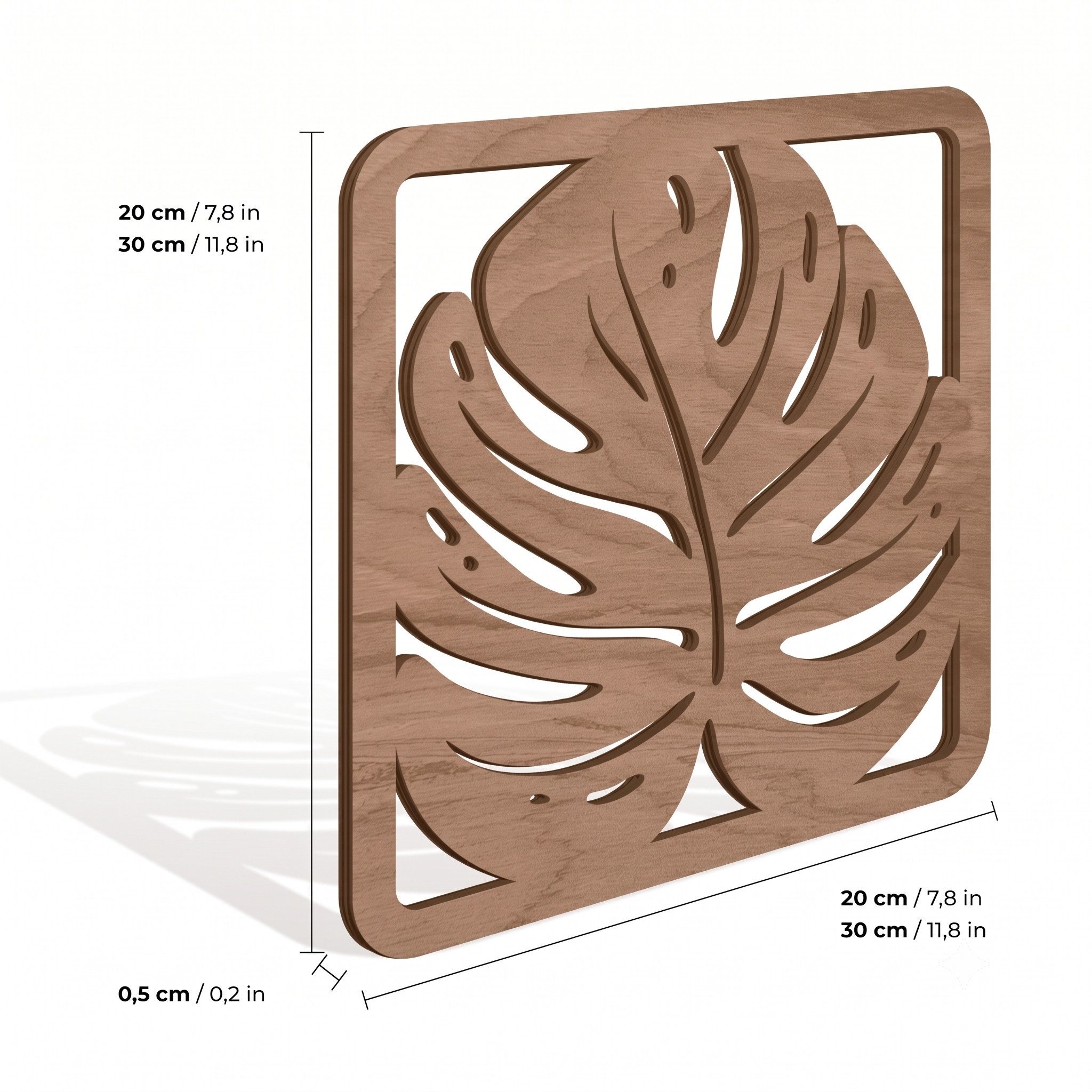 ORNAMENTI Wanddekoobjekt 3D Wanddeko aus Holz für Wohnzimmer, Tropische Palmen, Monstera (Hingucker Wandbild, Holzdeko, Holzbild, stilvolle Wanddekoration, Wandpaneel, Ornament, Wandrelief), Verzierung fur Zuhause, Wandkunst, Dekorative Skulptur