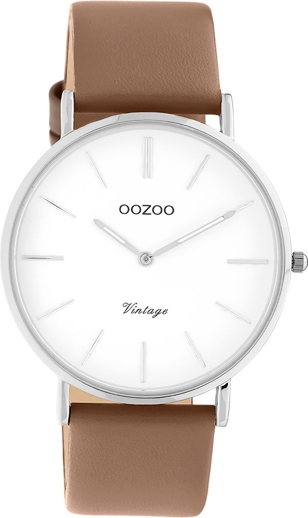 OOZOO Quarzuhr Oozoo Damen Armbanduhr Vintage Series, Damenuhr rund, groß (ca. 40mm) Lederarmband, Fashion-Style | Quarzuhren