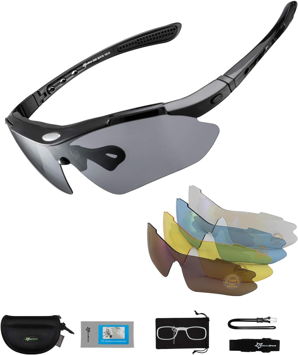 ROCKBROS Fahrradbrille Unisex Fahrrad-Sonnenbrille mit 5 Wechselgläsern