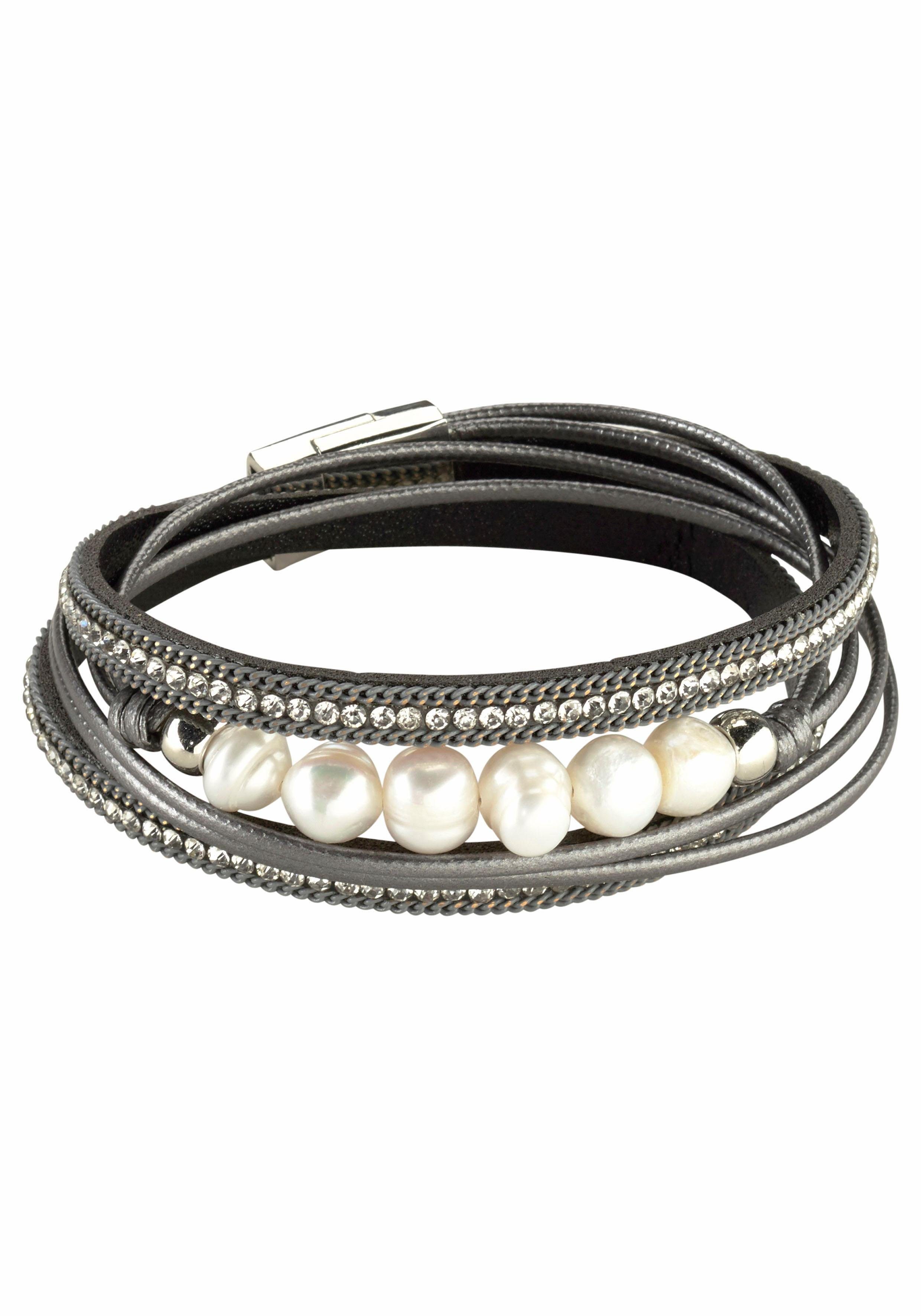 Firetti Armband zum Wickeln, trendy (1-tlg), mit Strasssteinen und Wachsperlen