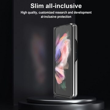 Wigento Handyhülle Für Samsung Galaxy Z Fold4 5G Kunstleder / Kunststoff Handy Tasche Hülle Etuis Rot