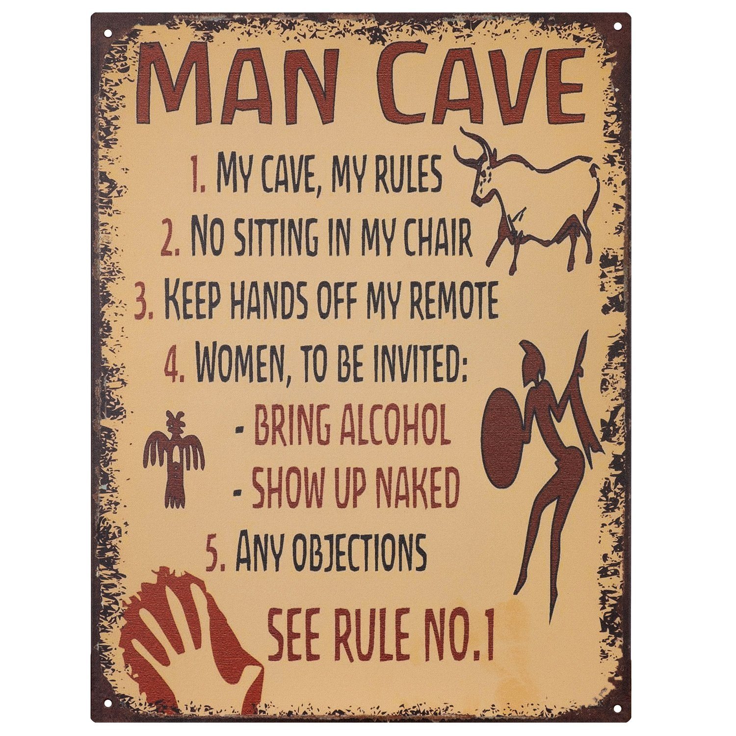 Metallschild Blechschild MAN CAVE 5 Rules