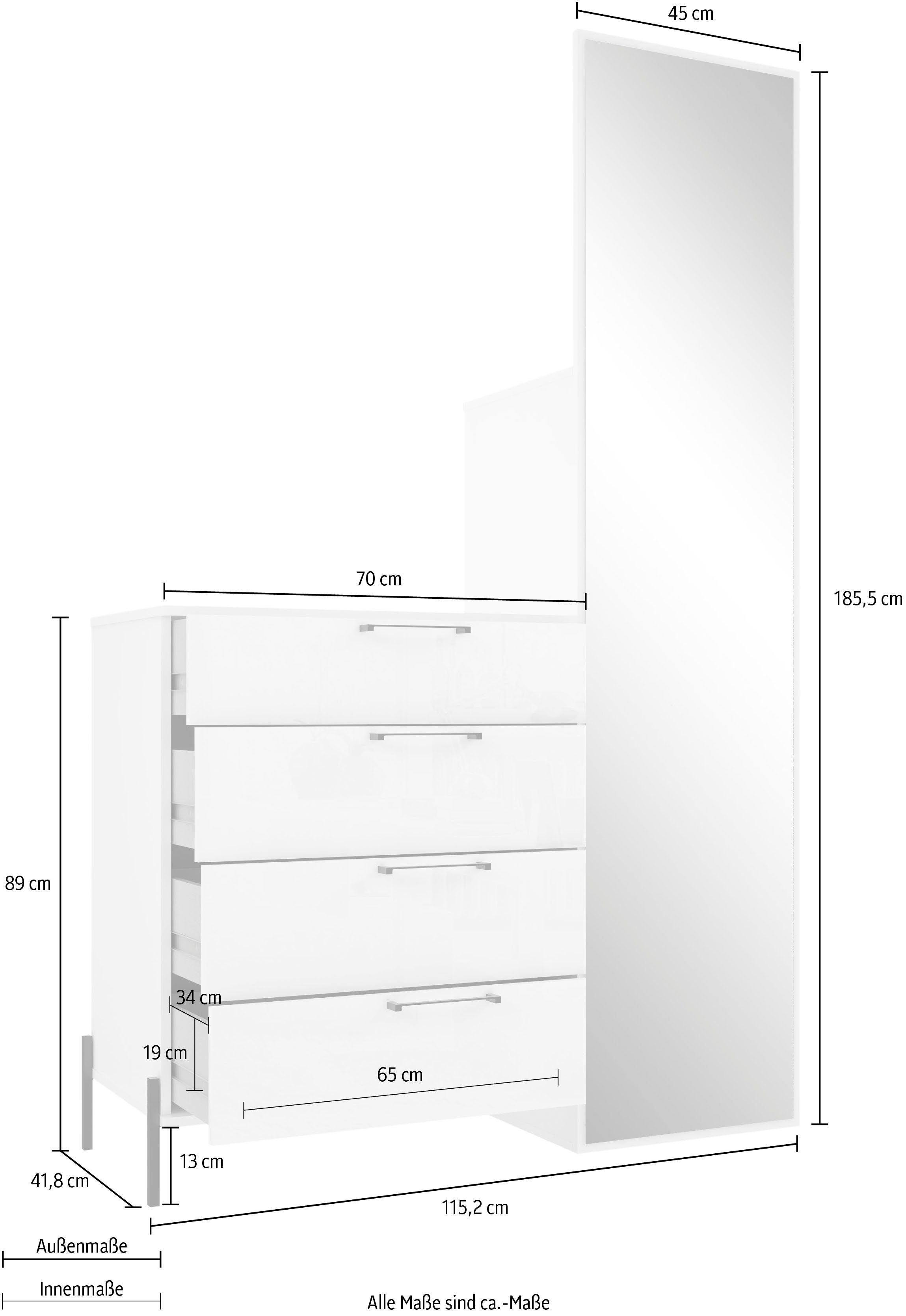 FORTE Garderobenschrank Elzzan 115,2 cm Breite